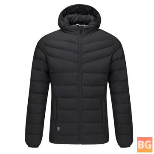USB Heated Men's Winter Jacket with Hood for Motorcycle & Skiing