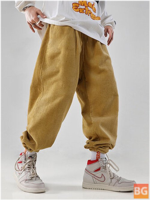 Corduroy Jogger Pants with Pocket for Men