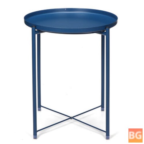 Industrial Round Tray Table with Steel Legs