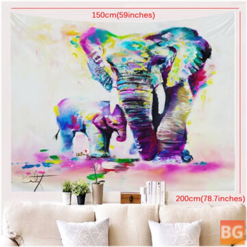 Hippie Tapestry Wall Hanging - Colorful Dye Elephant