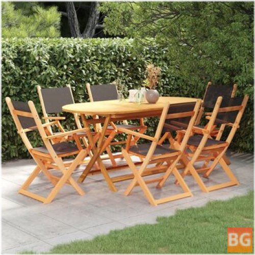 Black Outdoor Dining Set with Eucalyptus Wood and Textile Fabric