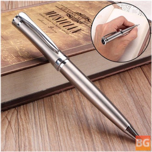 Baoer 3035 Ballpoint Pen - Stainless Steel Metal Silver Twist