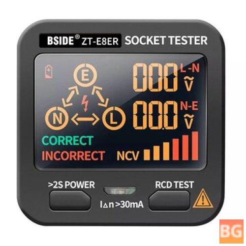 ZT-E8 LCD Socket Tester - Color Screen Voltage Outlet Tester