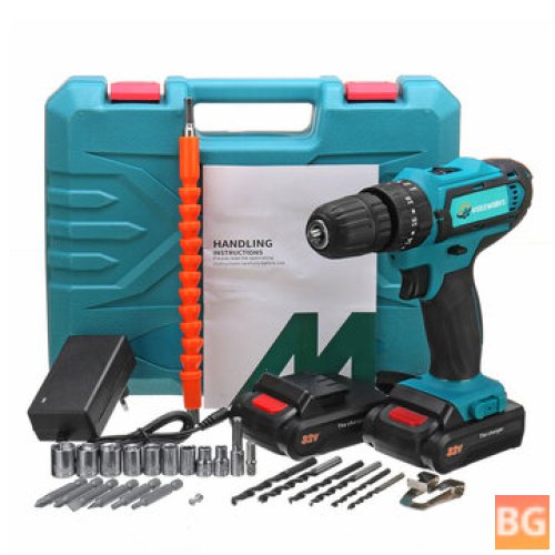 6000mAh Cordless Drill with 2 Batteries - Drills, Hammer, and Screwdriver