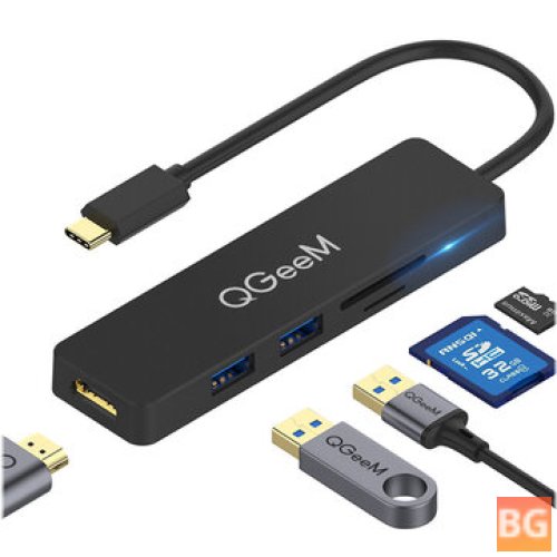 QGEEM 5-in-1 USB C HUB Dock for TV / Monitor / Memory Card Reader / Audio Player