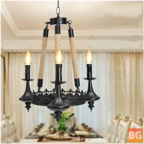Iron Chandelier with 3 Heads for Living and Dining Rooms