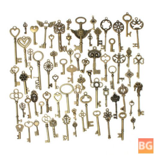 King Do Way 69PCS Bronze Key Pendant Necklace with DIY Instructions