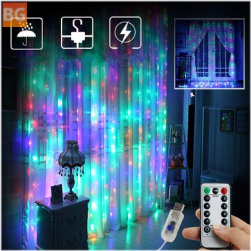 200-LED Curtain String Light with 10 Hooks - Clearance for Christmas Decorations