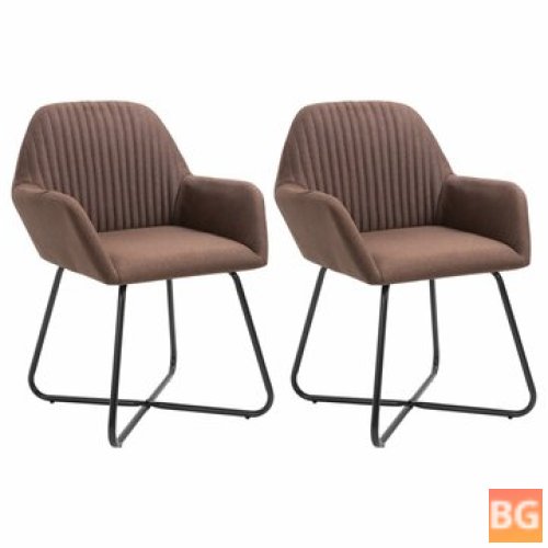 2 Pcs Brown Fabric Dining Chair