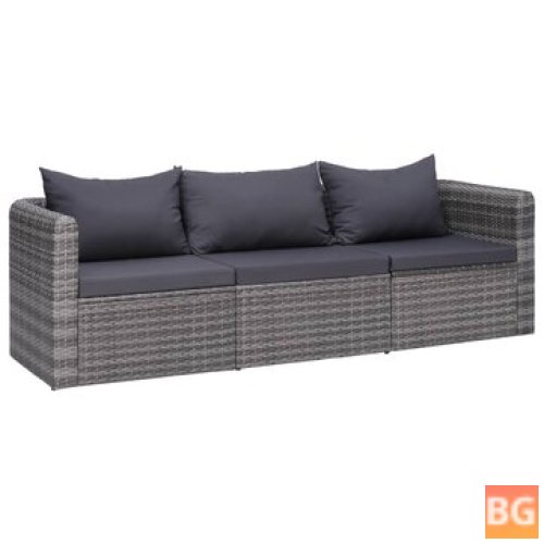 Gray Poly Rattan Garden Sofa Set
