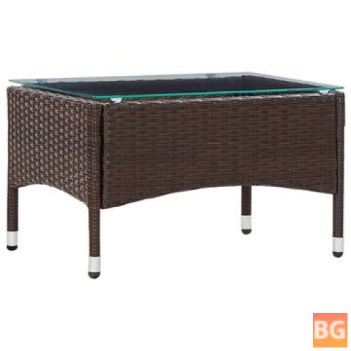 Brown Table with Rattan Top and Legs