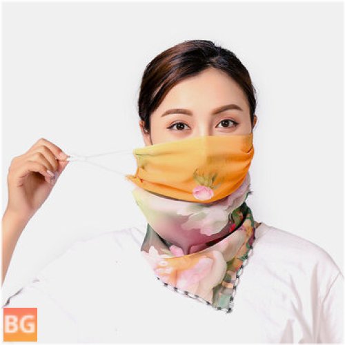 Women's Breathable Printing Masks - Ear-mounted Neck Protection Sunscreen Scarf