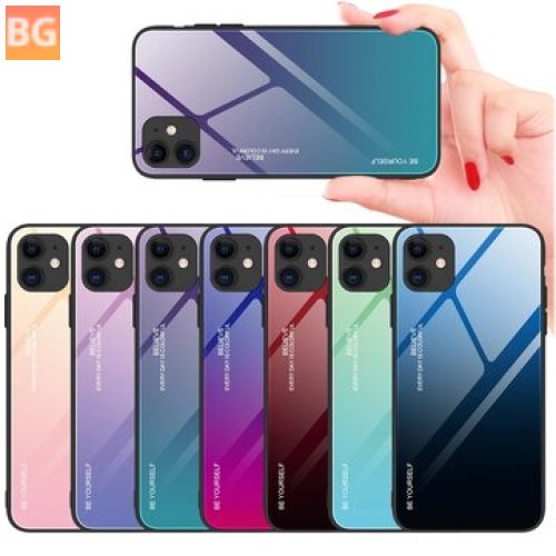 For iPhone 12/12S/12 Pro 6.1 Inch Gradient Color Tempered Glass Shockproof Protective Case