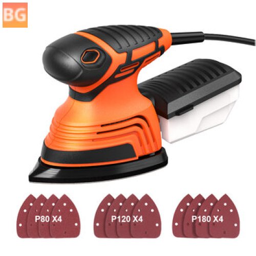 TS-SD2 130W Mouse Detail Sander - Small Sander with 12Pcs Sandpapers Collection Box