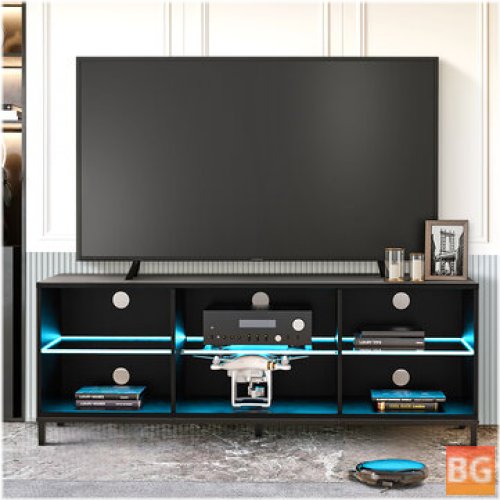 LED TV Stand - Home Side Table Storage Cabinet - P2MDF Glass Steel Frame