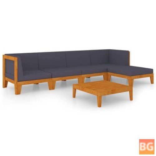 Garden Lounge Set with Cushions and Table - Solid Acacia