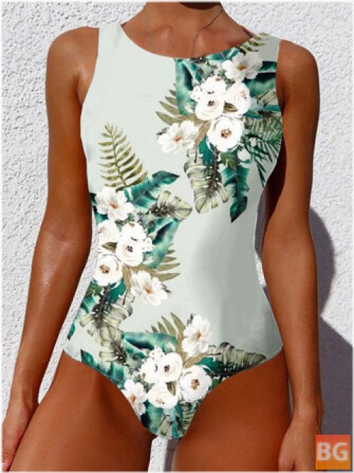 Women's Floral Print Swimwear - Hawaii Holiday Beach One Piece