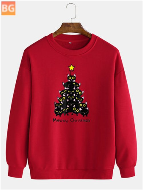 Christmas Tree Print Sweatshirt for Men