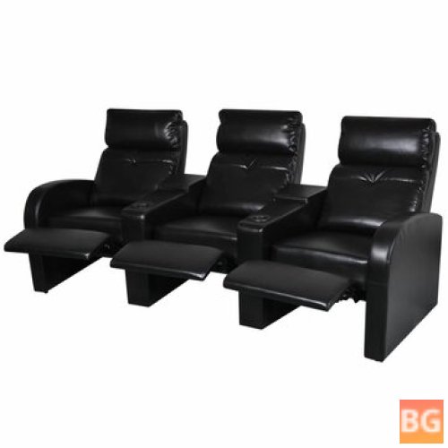Home Theater Recliner - Black Faux Leather