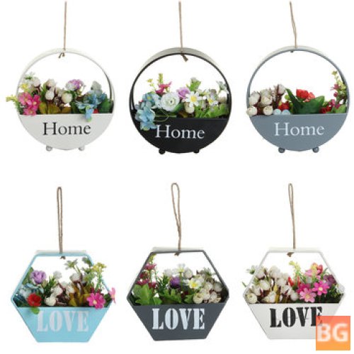 Metal Garden Wall Hanging Balcony with Flower Pot - Home Decor