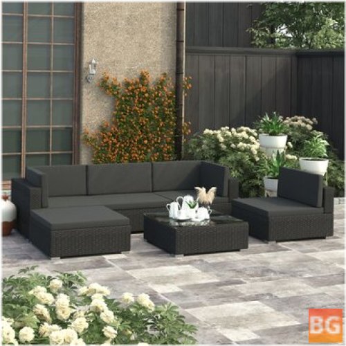 Garden Lounge Set with Cushions and Blankets
