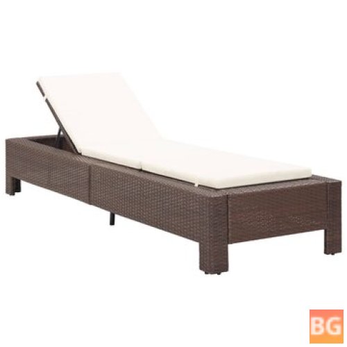 Sunbed with Cushion - Brown Poly Rattan