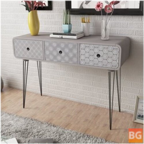 Gray wall table with 3 drawers