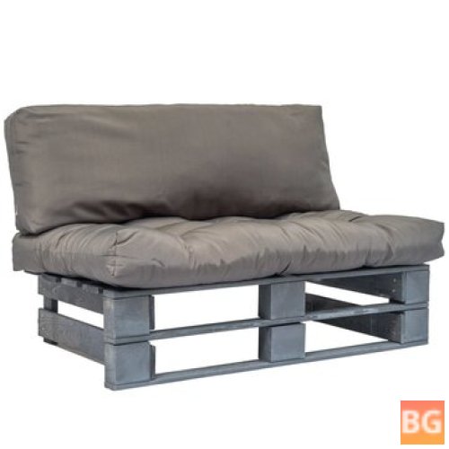 Gray Pallet Wood Garden Bench with Cushions