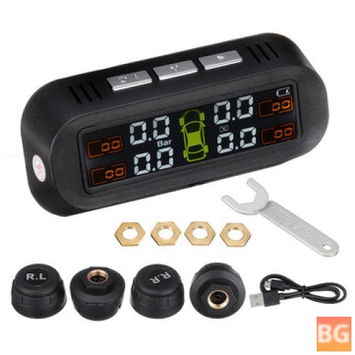 Tire Pressure Monitor - LCD Screen - 4 External Sensors - Auto Power On Off
