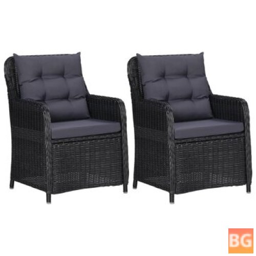 Two Garden Chairs with Cushions - Poly Rattan