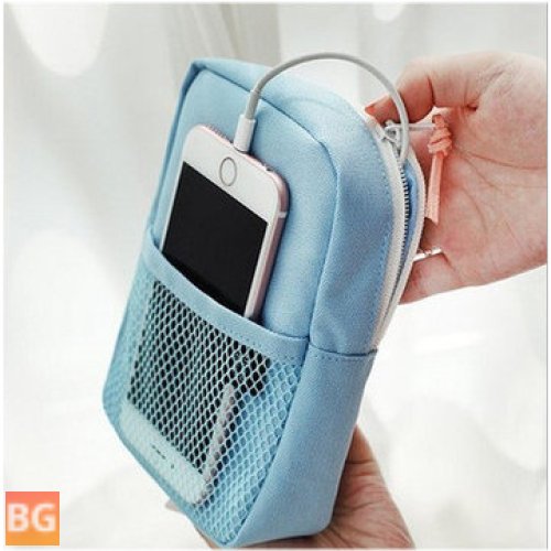 Portable Cell Phone Storage Bag with Power Bank, Earphone Charger and Cable