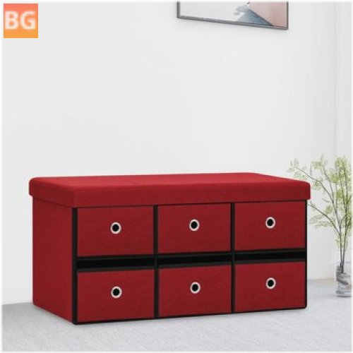 Storage Bench for Wine Red Artificial Linen - 76x38x38 cm
