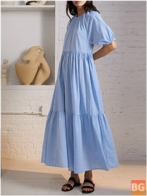 Maxi Dress with Casual Loose Puff Sleeve