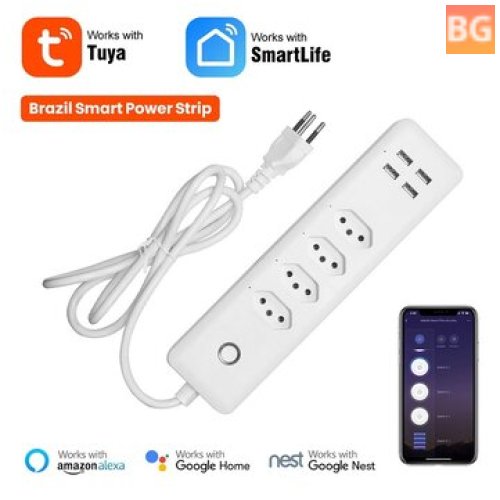 WiFi Smart Power Strip with 4 Outlets, 4usb Ports, 1.4m Extension Cord, Voice Works with Alexa Google Home