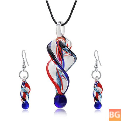 Pendant Earrings with Crystal Glass
