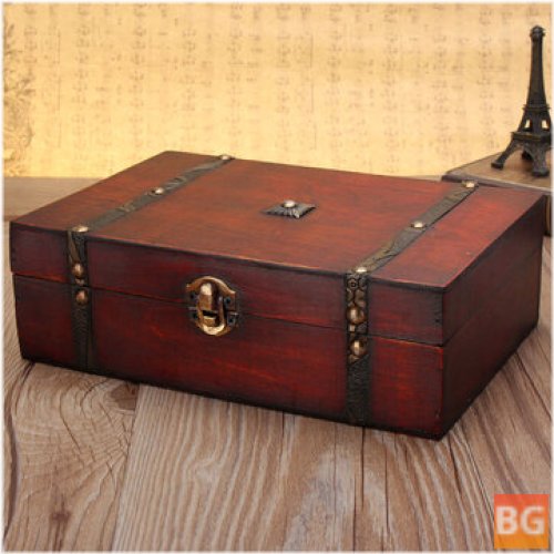 Vintage Wooden Storage Box with Greeting Cards and Candy