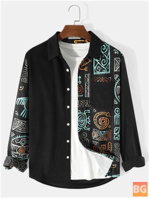 Ethnic Print Men's Button-Up Shirt