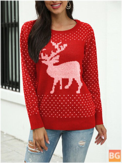 Christmas Reindeer Sweater with Snowflakes Pattern
