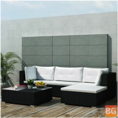 Garden Lounge Set with Cushions and Rattan