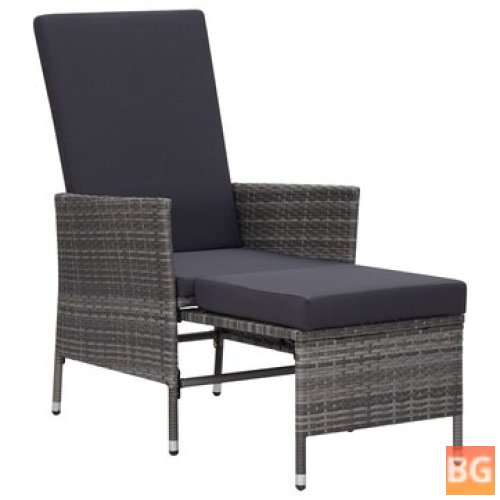 Garden Chair with Cushions - Poly Rattan Gray