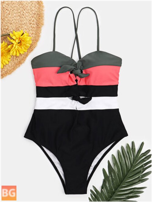 Women's Swimwear - Tie Front and Back One Piece