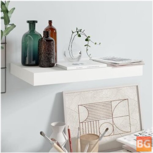 High Gloss White Floating Wall Shelf - 15.7