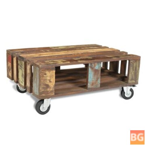 Recycled Wood Coffee Table with Wheels