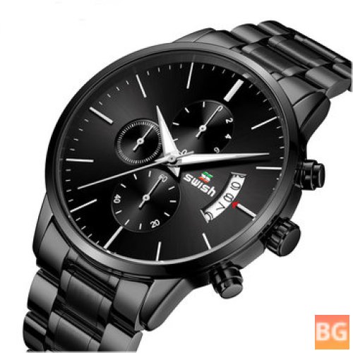 Watch with a 3ATM Waterproof and Luminous Display - Stainless Steel Strap