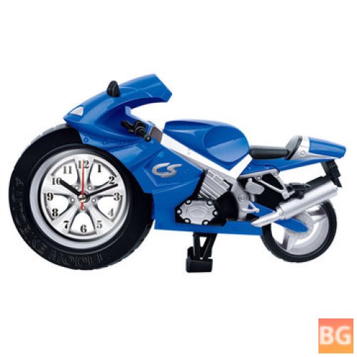 Portable Clock with Cartoon Face and Motorcycle Body