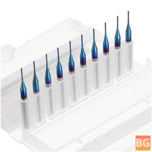 Drillpro PCB Bits Carbide Milling Cutter Set - Blue