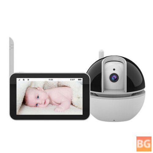 5" Baby Monitor with PTZ Camera, Temperature Monitoring, Night Vision, Touch Screen, Crying Reminder, Lullabies