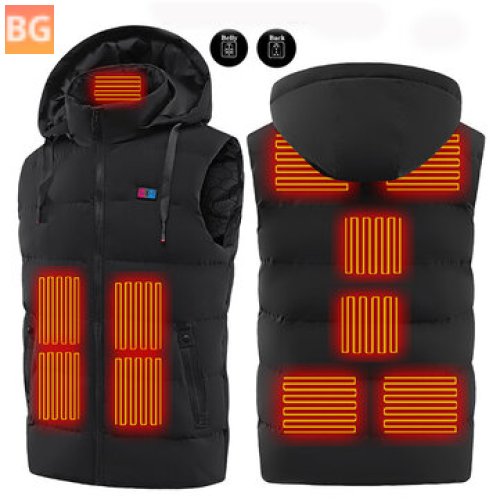 TENGOO 11 Areas Heating Jackets Unisex 3-Gears Heated Vest Coat - Electric Thermal Clothing Hooded Vest