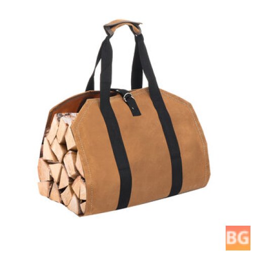 Tote Bag with Canvas Top and Wood Bottom for Portable Camping
