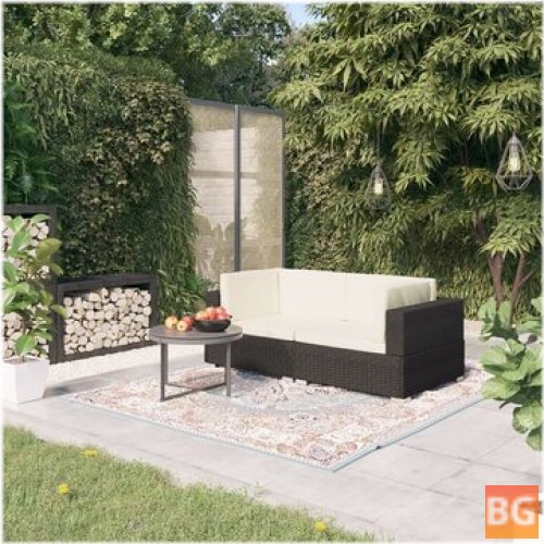 Garden Sofa Set with Cushions - Poly Rattan